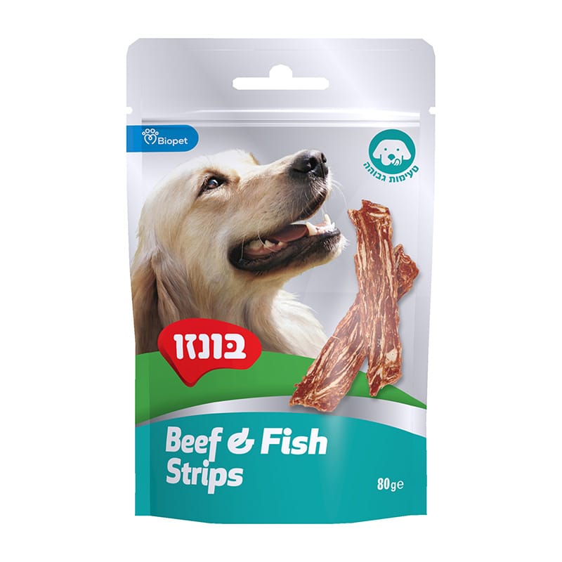 חטיף בונזו סטריפים בקר ודג 80 גרם